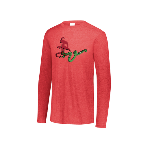 [FTLCUBRD-YS-LOGO2] Decker Youth Tri-Blend T-Shirt - Long Sleeve (Youth S, Red, Logo 2)